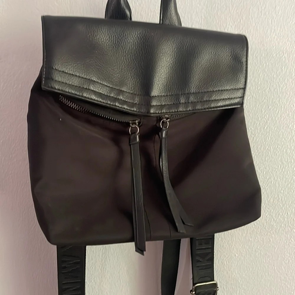 Botkier Mini Nylon and Leather Black Backpack